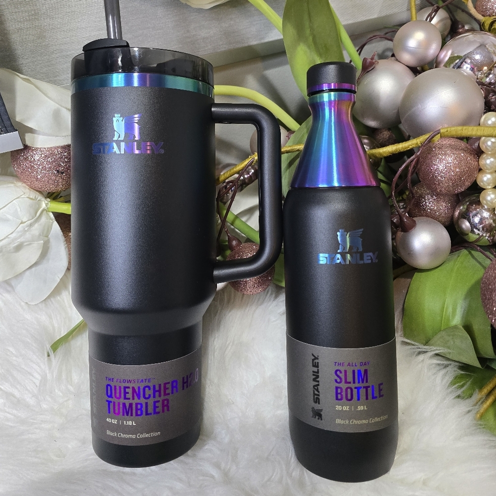 Set of 2BLAck CHROMA Stanley Cup 40oz Quencher H2.0 Flo State Tumbler Cup New
